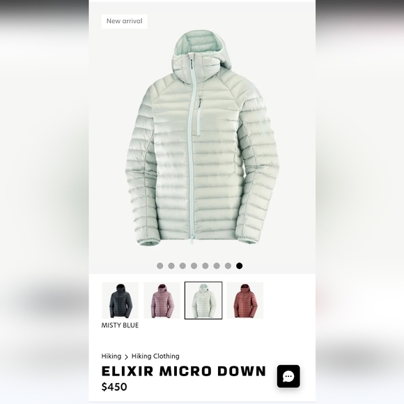 Salomon Elixir Micro Down Hooded Jacket - Misty Blue - Picture 1 of 7